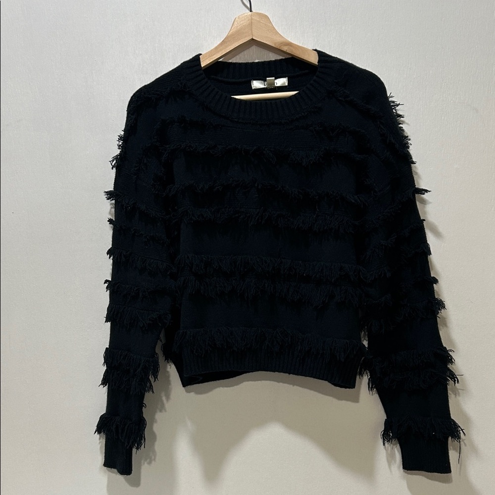 INTO WOMENS FRINGED TOP SWEATER TOP Sz M/L